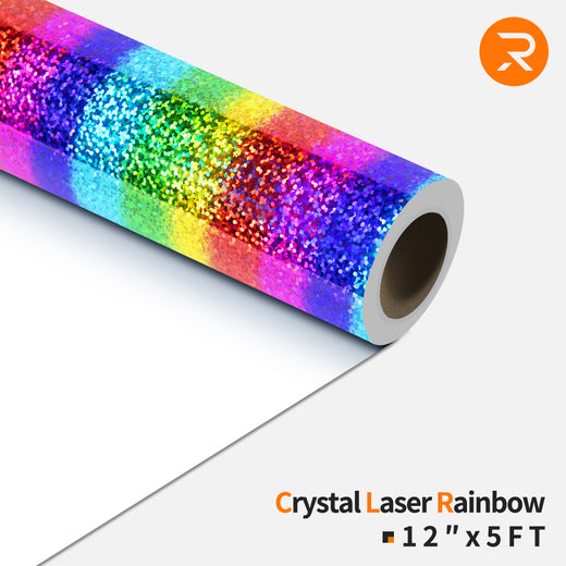 Rainbow Holographic Vinyl for T-shirts or Fabrics - 12 x 5ft Crystal Laser Silver